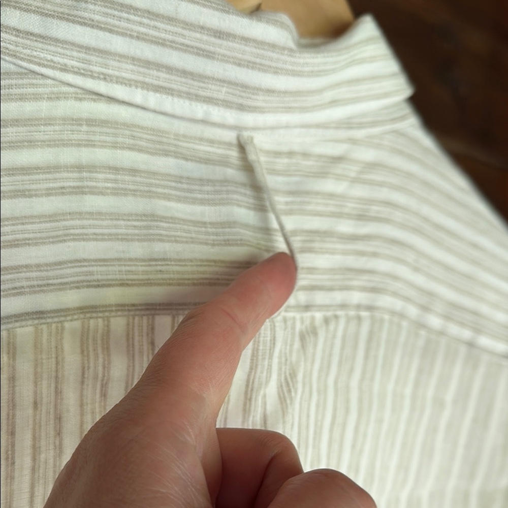 Linen Lands’ End Striped Button Down Shirt Sz 12 - Picture 9 of 13